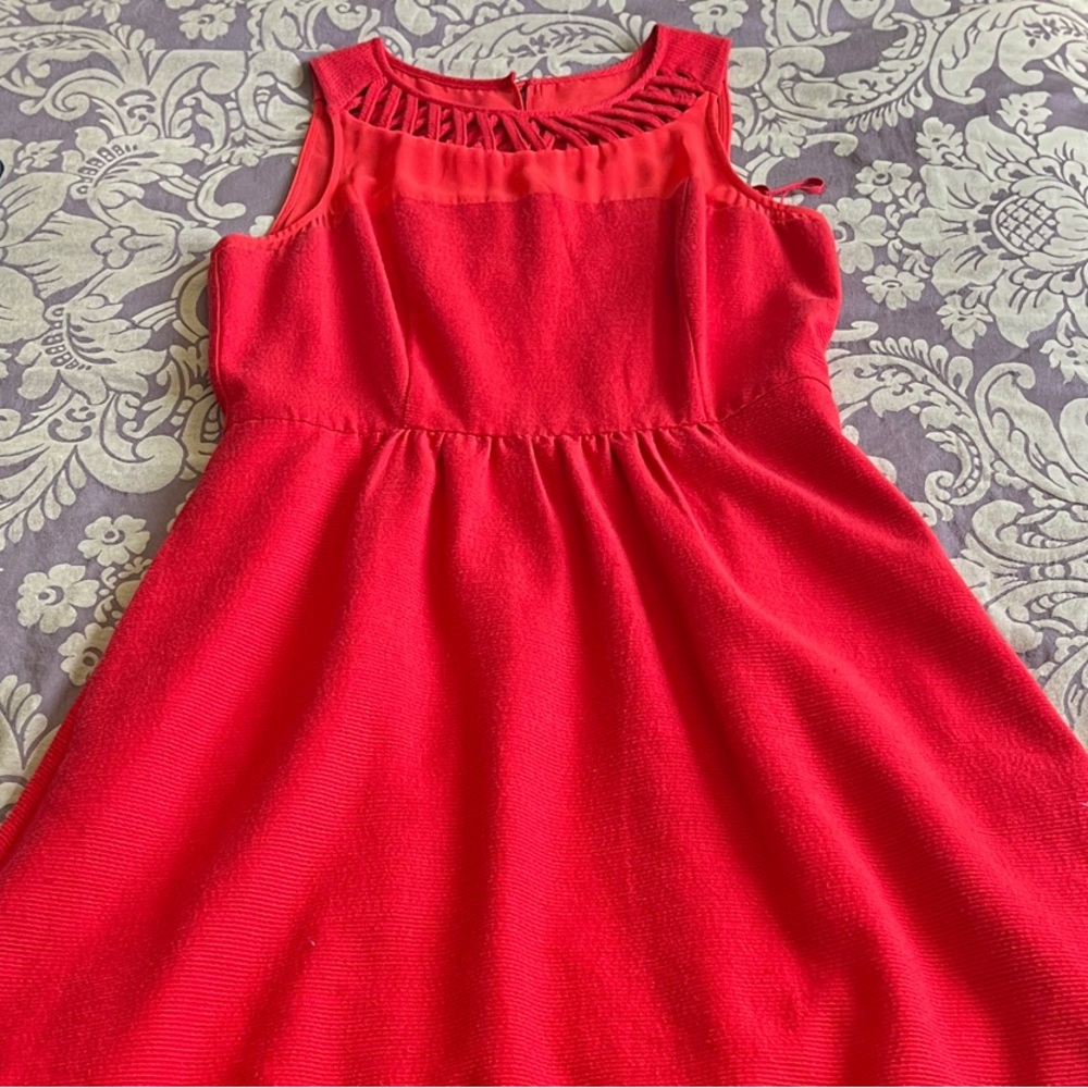 Anthropologie Red Textured Mini Dress
